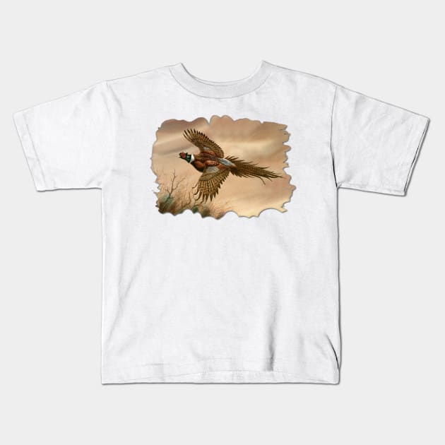 Pheasant Kids T-Shirt by Dave Bartholet Wildlife Art